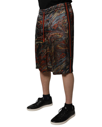 Dolce & Gabbana Multicolor Marble Print Trouser Bermuda Shorts