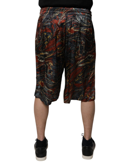Dolce & Gabbana Multicolor Marble Print Trouser Bermuda Shorts