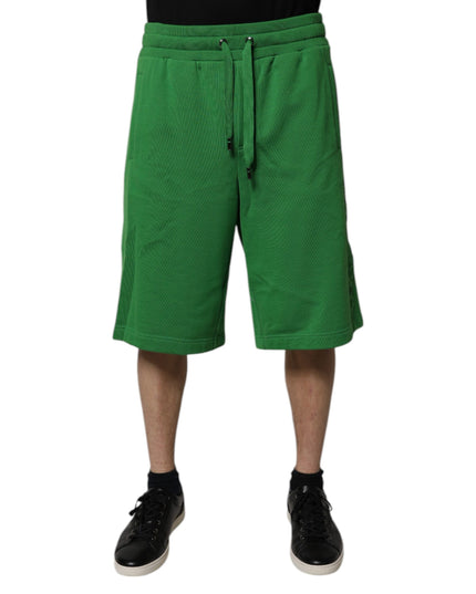 Dolce & Gabbana Green Cotton Men Sweatshorts Bermuda Shorts