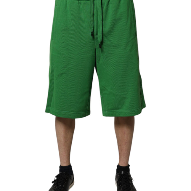 Dolce & Gabbana Green Cotton Men Sweatshorts Bermuda Shorts