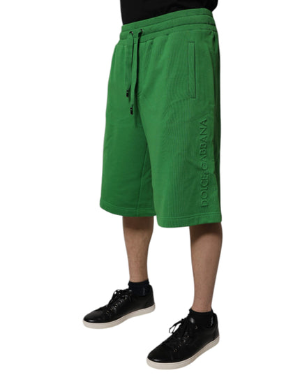 Dolce & Gabbana Green Cotton Men Sweatshorts Bermuda Shorts