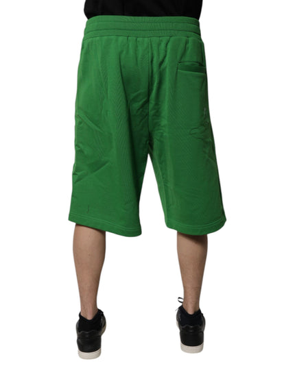 Dolce & Gabbana Green Cotton Men Sweatshorts Bermuda Shorts