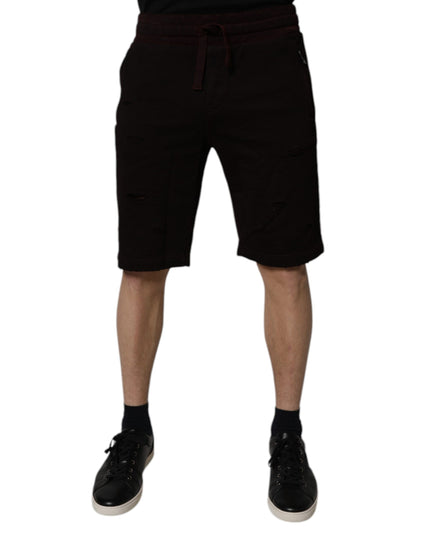 Dolce & Gabbana Maroon Cotton Sweatshorts Men Bermuda Shorts