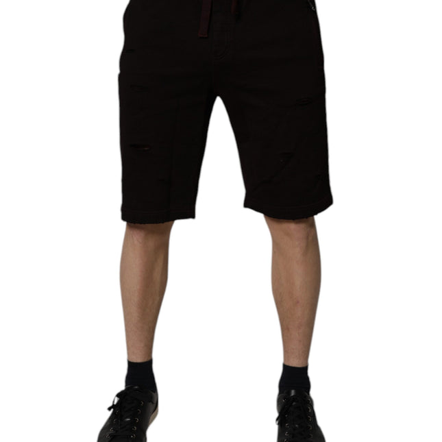 Dolce & Gabbana Maroon Cotton Sweatshorts Men Bermuda Shorts