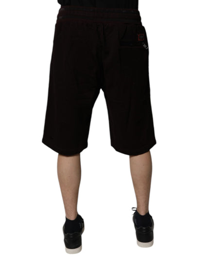 Dolce & Gabbana Maroon Cotton Logo Plaque Men Bermuda Shorts