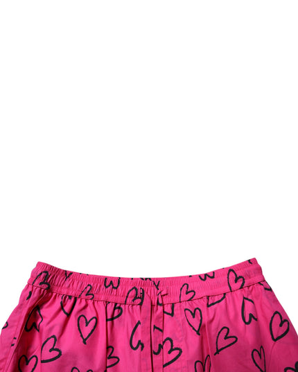 Dolce & Gabbana Pink Cotton Heart Print Bermuda Shorts