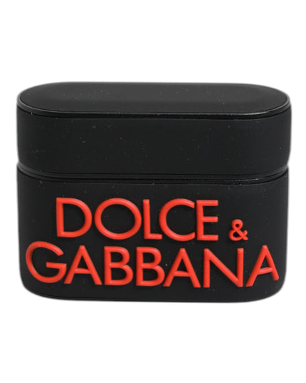 Dolce & Gabbana Black Orange Silicone Embossed Logo Airpods Case