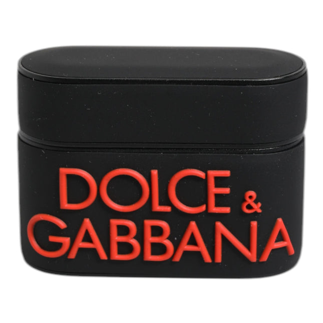 Dolce & Gabbana Black Orange Silicone Embossed Logo Airpods Case