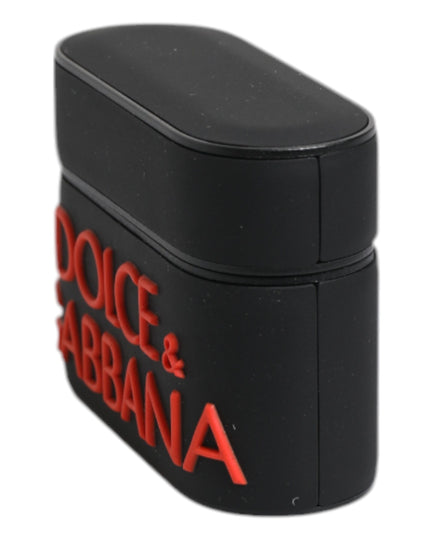 Dolce & Gabbana Black Orange Silicone Embossed Logo Airpods Case