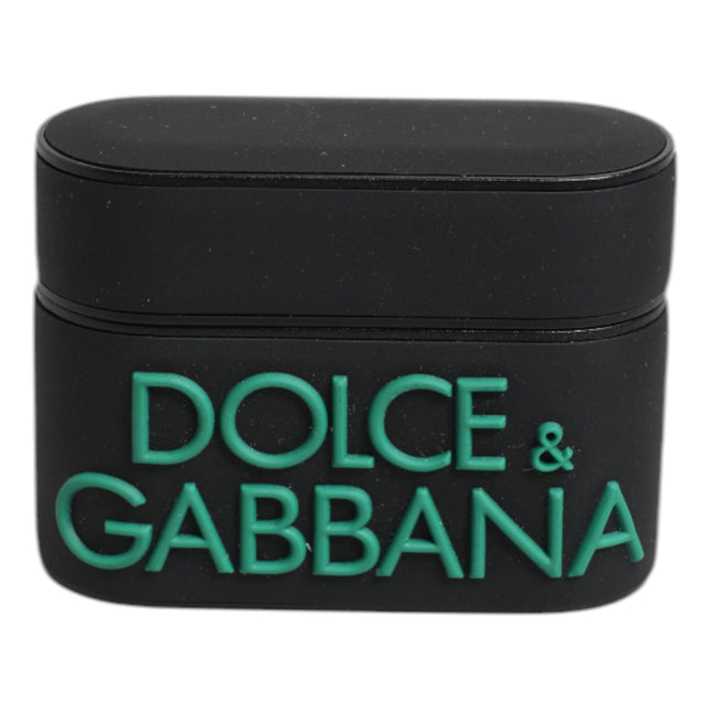 Dolce & Gabbana Black Orange Silicone Embossed Logo Airpods Case