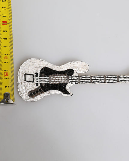 Dolce & Gabbana Gold Brass Logo Beaded Guitar Pin Brooch