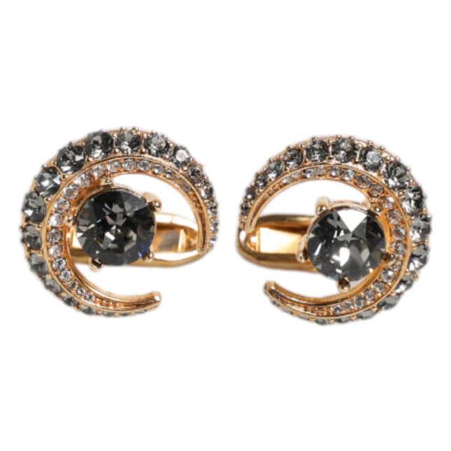 Dolce & Gabbana Brass Gold Black Crystal Luna Cufflink