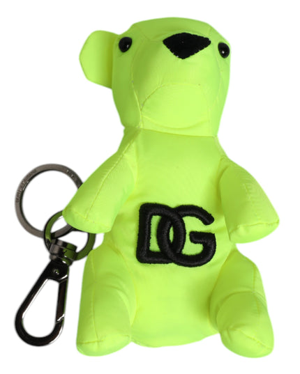 Dolce & Gabbana Green Bear Embroidered Logo Keychain Clasp Keyring