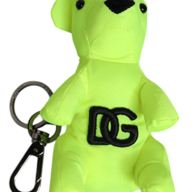 Dolce & Gabbana Green Bear Embroidered Logo Keychain Clasp Keyring