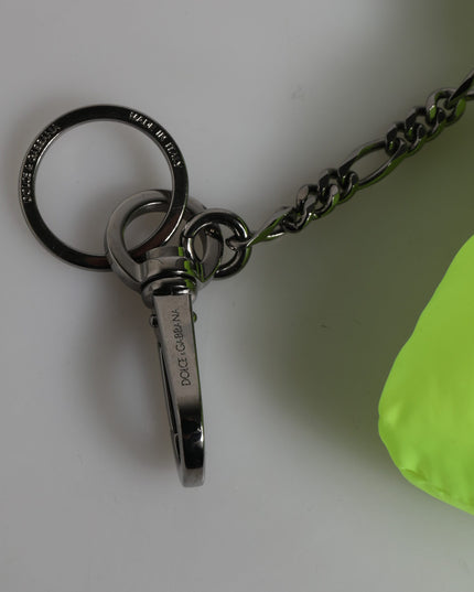 Dolce & Gabbana Green Bear Embroidered Logo Keychain Clasp Keyring