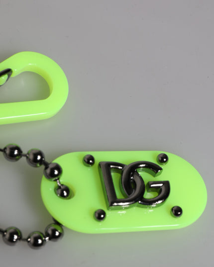 Dolce & Gabbana Green Springy Key Holder DG Logo Men's Keychain Keyring