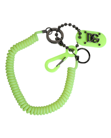 Dolce & Gabbana Green Springy Key Holder DG Logo Men's Keychain Keyring