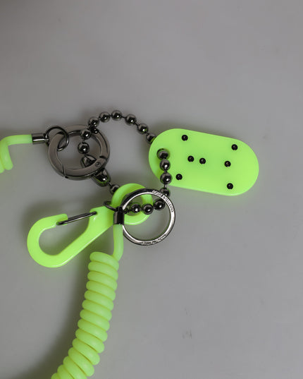 Dolce & Gabbana Green Springy Key Holder DG Logo Men's Keychain Keyring