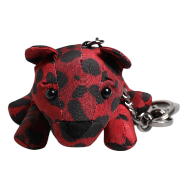 Dolce & Gabbana Red Black Polyester Animal Silhouette Keychain Keyring