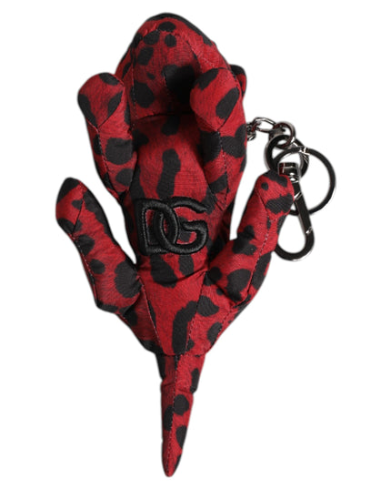 Dolce & Gabbana Red Black Polyester Animal Silhouette Keychain Keyring