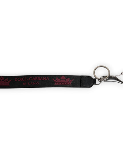 Dolce & Gabbana Black Nylon Logo DG Crown Men's Holder Keychain Keyring