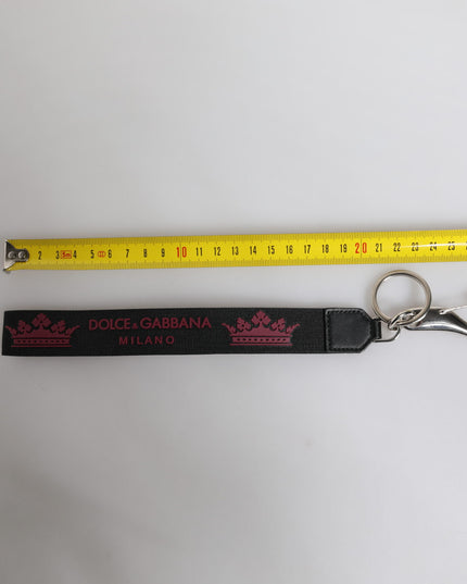 Dolce & Gabbana Black Nylon Logo DG Crown Men's Holder Keychain Keyring