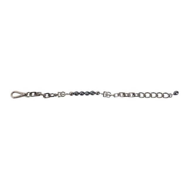 Dolce & Gabbana Silver Tone Chain Lobster Clasp Logo Gray Pearls Bracelet
