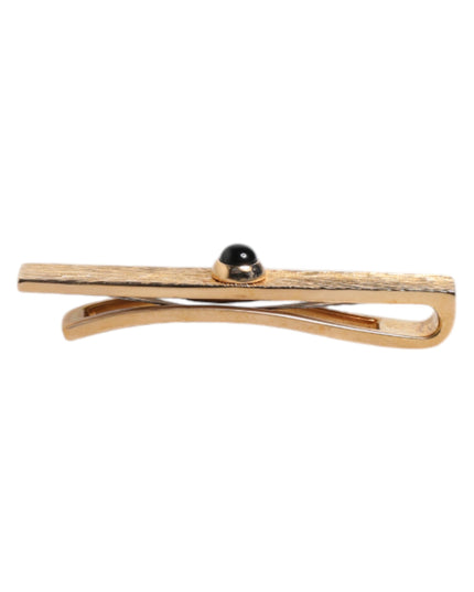 Dolce & Gabbana Black Sapphire Gold Tone Brass Tie Clip Bar