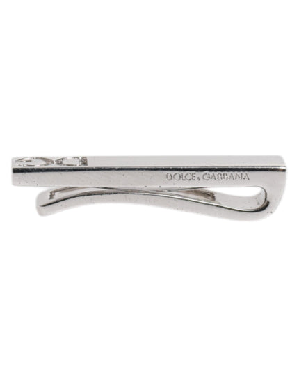 Dolce & Gabbana Silver Tone Brass Logo Branded Tie Clip Bar