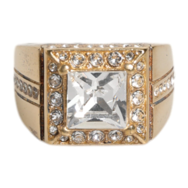 Dolce & Gabbana Gold Tone Sterling Silver 925 Crystals Ring