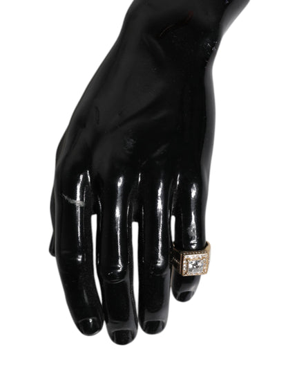 Dolce & Gabbana Gold Tone Sterling Silver 925 Crystals Ring