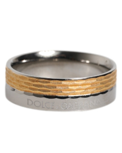 Dolce & Gabbana Gold Silver Tone Real Brass DG Logo Ring