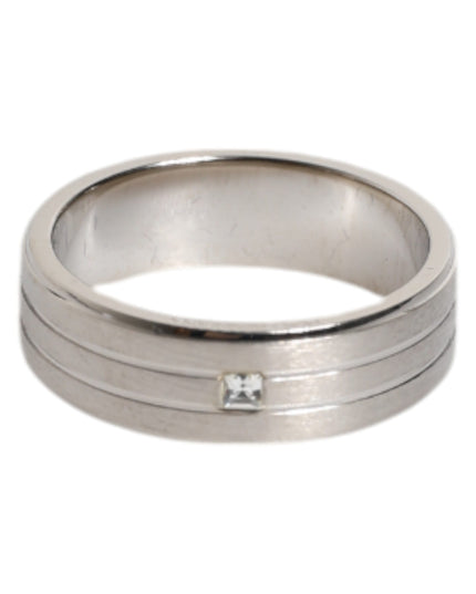 Dolce & Gabbana Silver Tone Brass Clear Crystal DG Logo Ring
