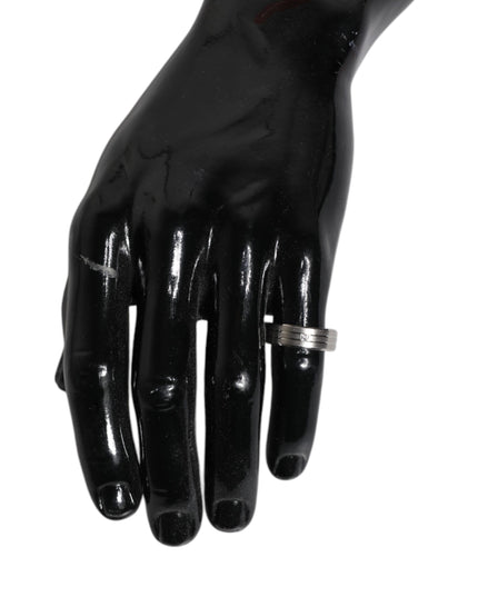 Dolce & Gabbana Silver Tone Brass Clear Crystal DG Logo Ring