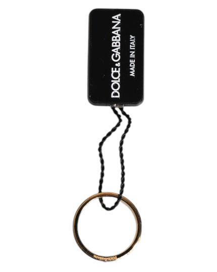 Dolce & Gabbana Gold Tone Brass Red Crystal DG Logo Ring