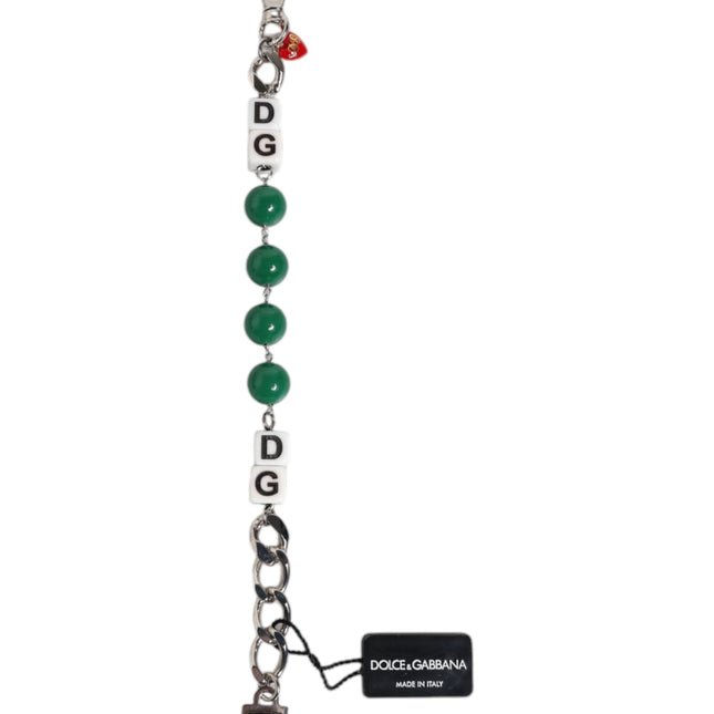Dolce & Gabbana Silver Tone Brass Bead Dice Logo Embellish Charm Bracelet