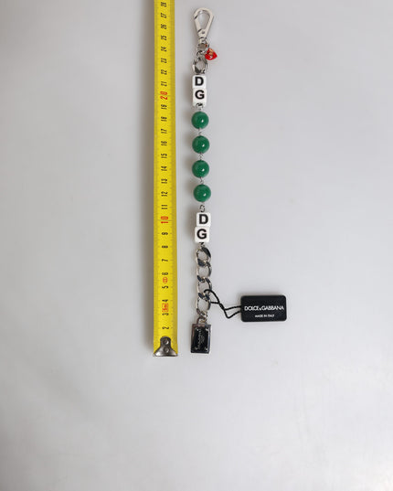 Dolce & Gabbana Silver Tone Brass Bead Dice Logo Embellish Charm Bracelet
