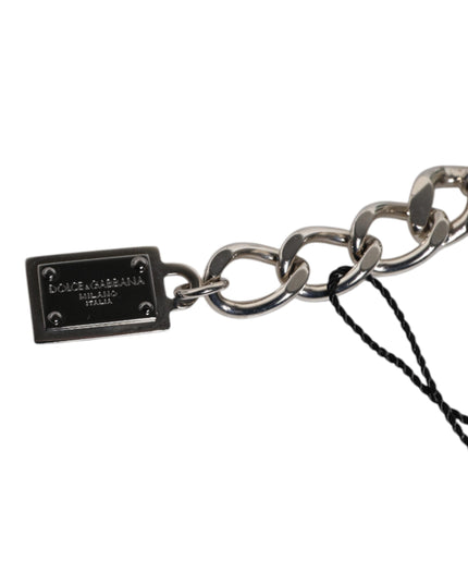 Dolce & Gabbana Silver Tone Brass Bead Dice Logo Embellish Charm Bracelet