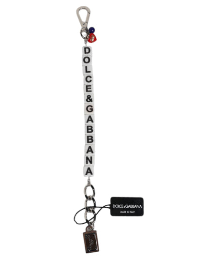 Dolce & Gabbana Silver Brass Chain Dice Logo Embellished Charm Bracelet