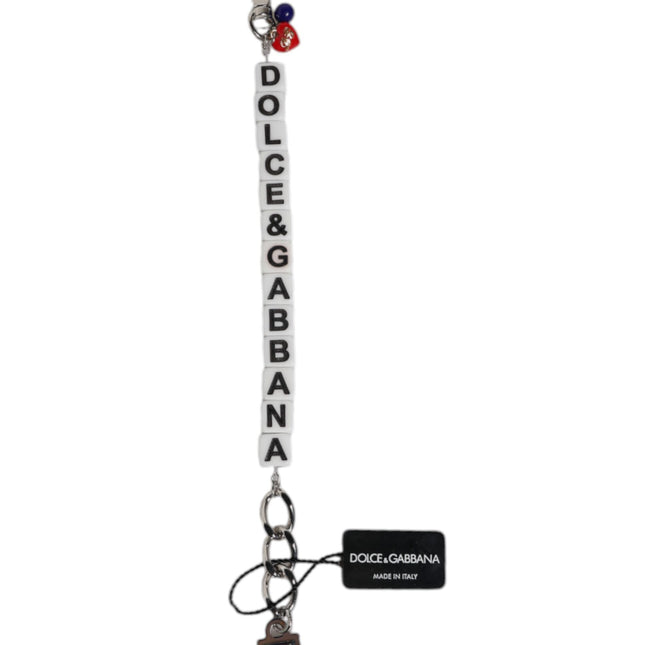 Dolce & Gabbana Silver Brass Chain Dice Logo Embellished Charm Bracelet