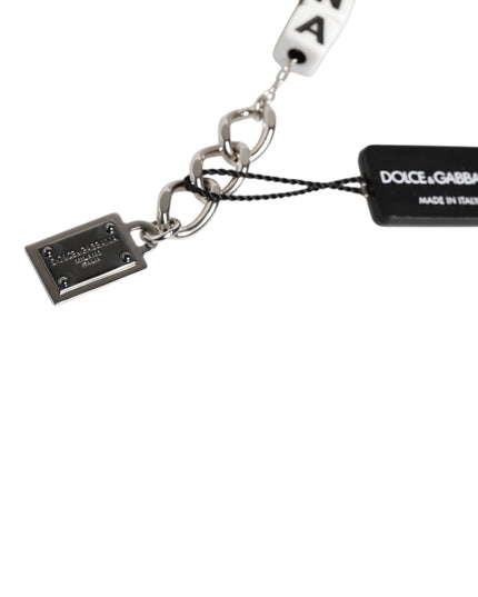 Dolce & Gabbana Silver Brass Chain Dice Logo Embellished Charm Bracelet