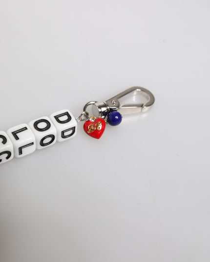 Dolce & Gabbana Silver Brass Chain Dice Logo Embellished Charm Bracelet