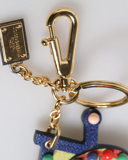 Dolce & Gabbana Multicolor Gold Tone Carretto Keychain Keyring