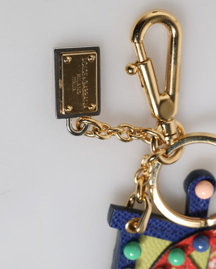 Dolce & Gabbana Multicolor Gold Tone Carretto Keychain Keyring