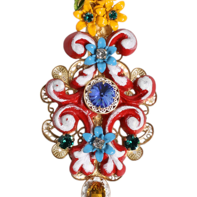 Dolce & Gabbana Multicolor Spring CARRETTO Gold Brass Crystal Hair Clip