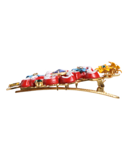 Dolce & Gabbana Multicolor Spring CARRETTO Gold Brass Crystal Hair Clip