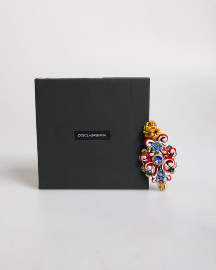 Dolce & Gabbana Multicolor Spring CARRETTO Gold Brass Crystal Hair Clip
