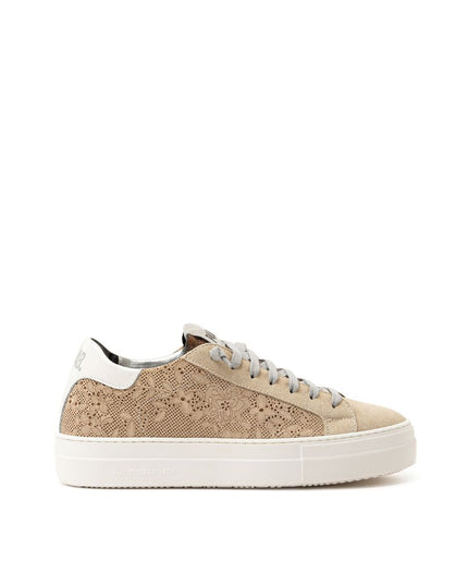 P448 Beige Leather Athletic Sneakers