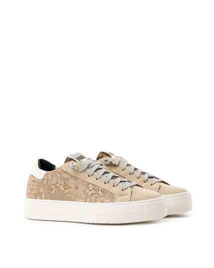 P448 Beige Leather Athletic Sneakers