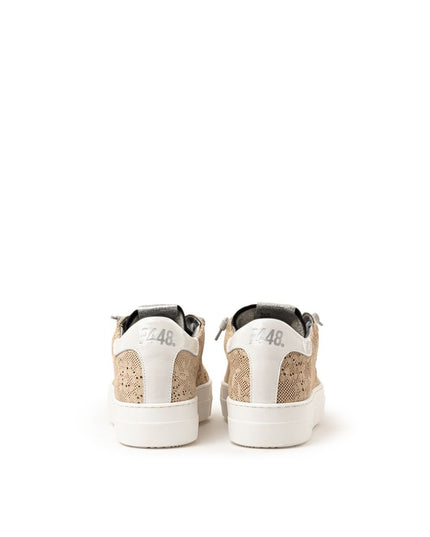 P448 Beige Leather Athletic Sneakers